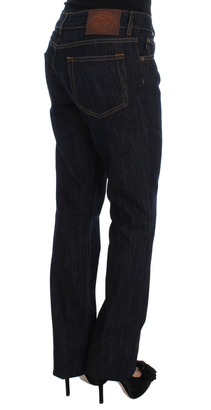 Cavalli Blaue Straight Fit Stretch Jeans aus Baumwolle