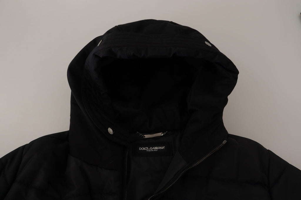 Dolce & Gabbana Black Nylon Hooded Parka Winter Jacket