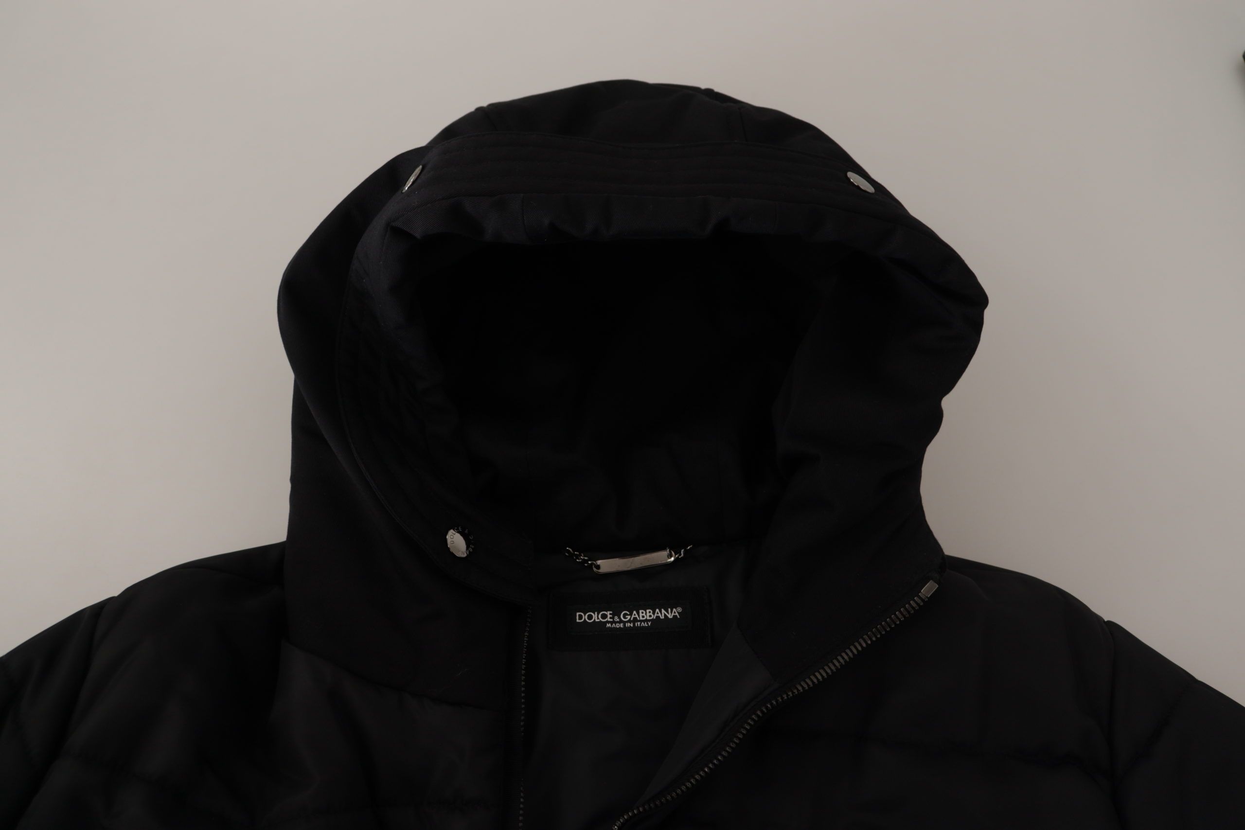 Dolce & Gabbana Black Nylon Hooded Parka Winter Jacket