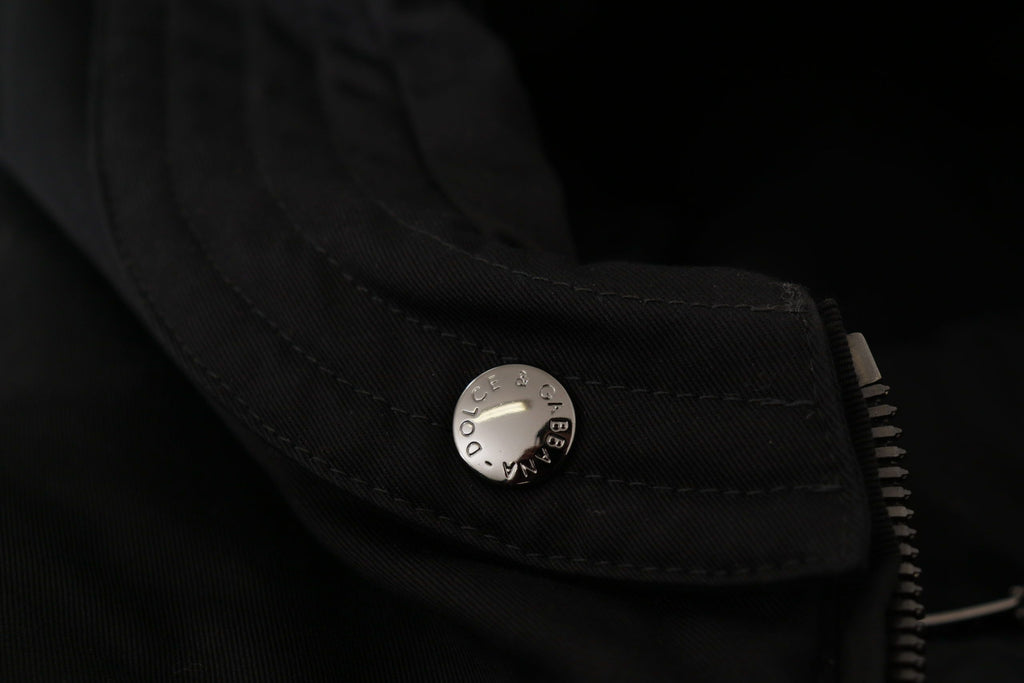 Dolce & Gabbana Black Nylon Hooded Parka Winter Jacket