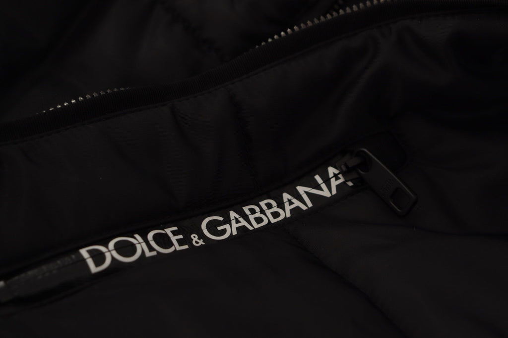 Dolce & Gabbana Black Nylon Hooded Parka Winter Jacket
