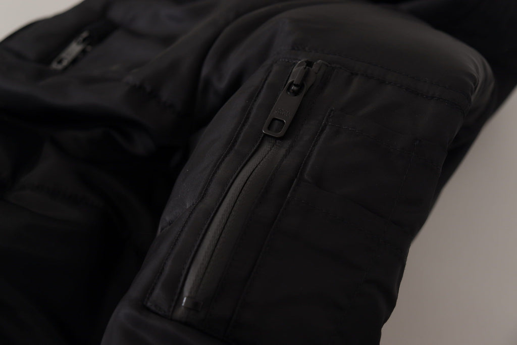 Dolce & Gabbana Black Nylon Hooded Parka Winter Jacket