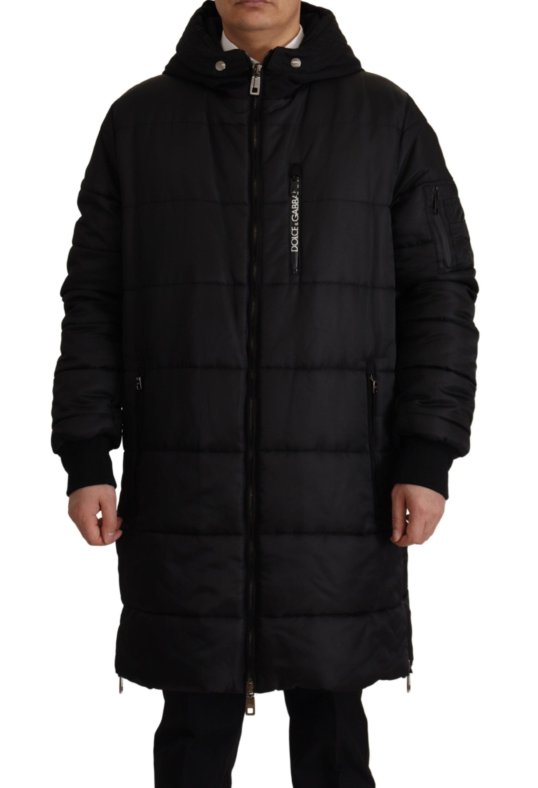 Dolce & Gabbana Black Nylon Hooded Parka Winter Jacket