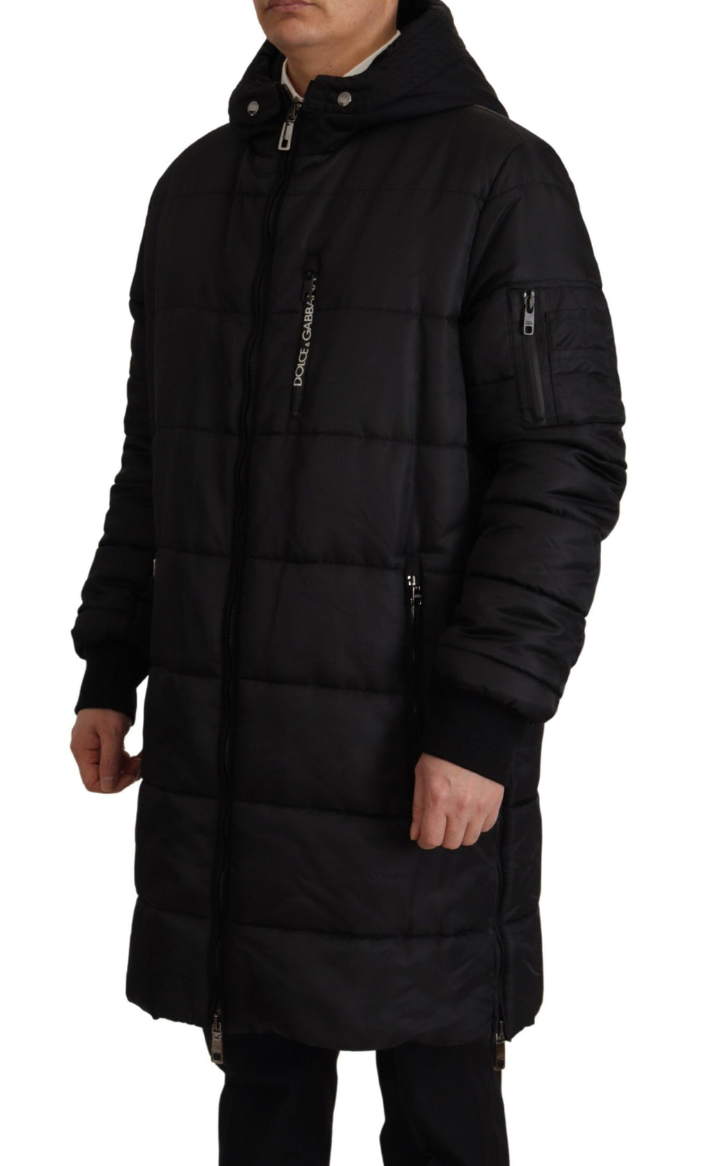 Dolce & Gabbana Black Nylon Hooded Parka Winter Jacket