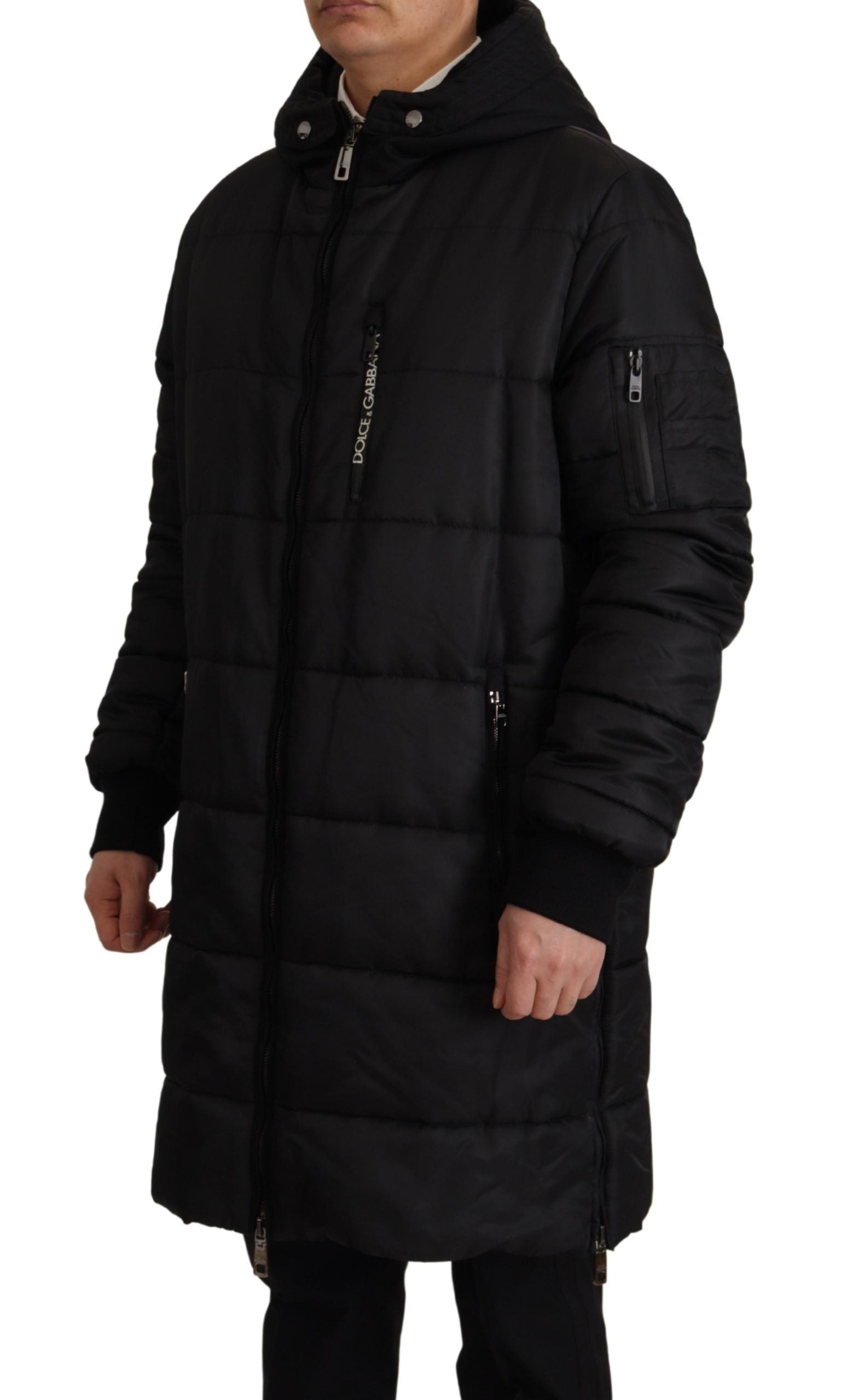 Dolce & Gabbana Black Nylon Hooded Parka Winter Jacket