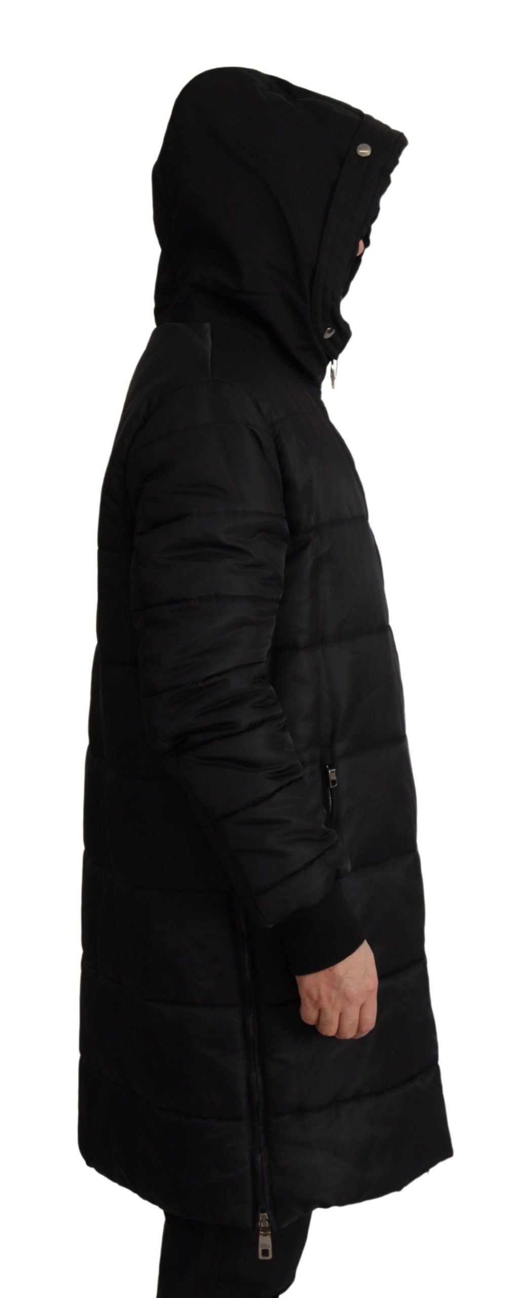 Dolce & Gabbana Black Nylon Hooded Parka Winter Jacket