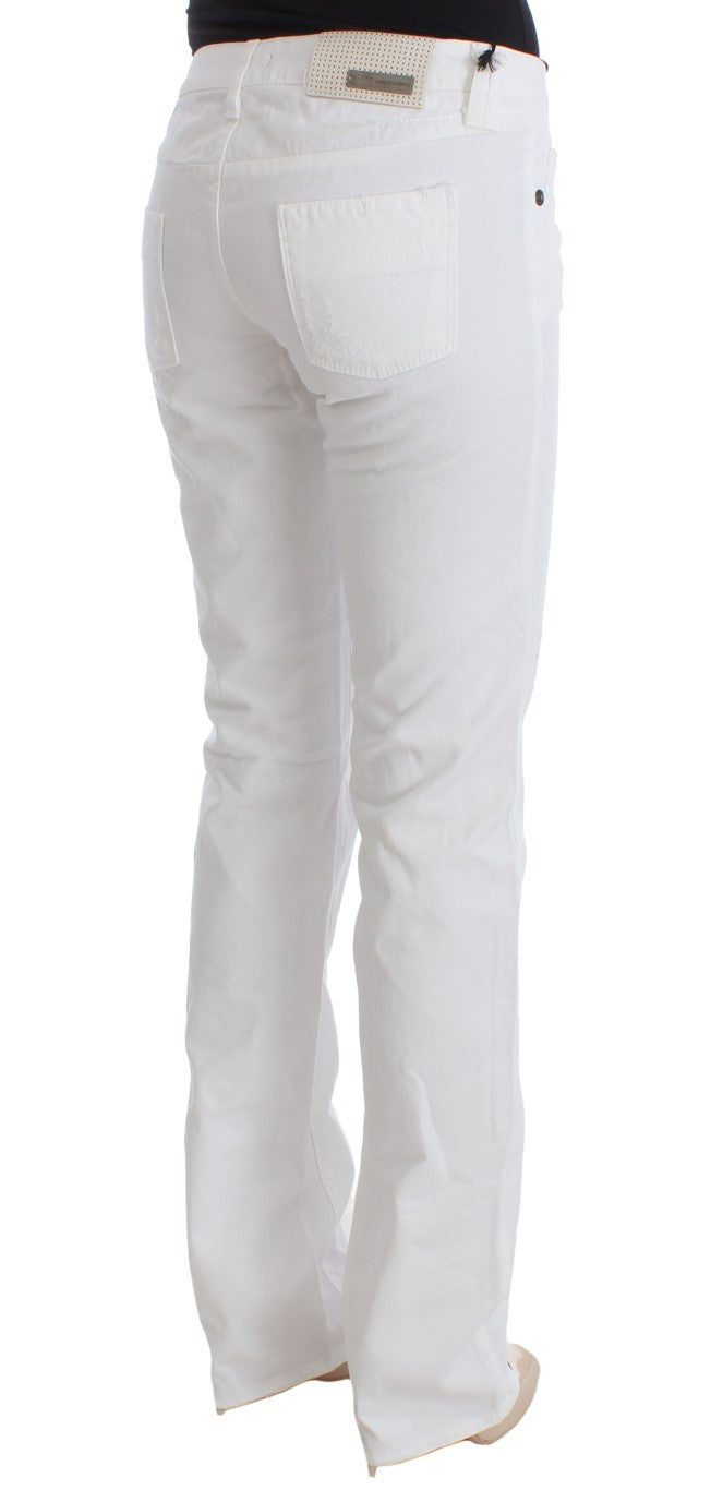 Costume National Weiße Slim Fit Denim Bootcut Jeans aus Baumwolle