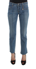 Costume National Blue Slim Fit Cropped Cotton Jeans