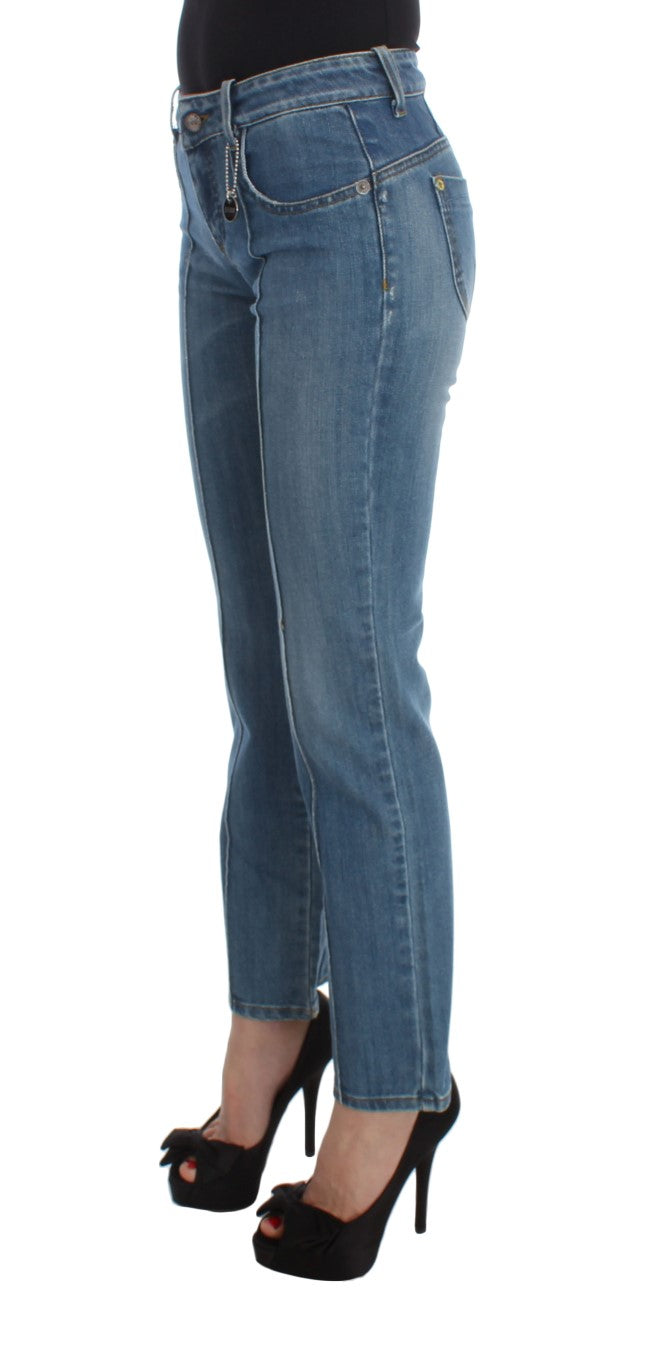 Costume National Blue Slim Fit Cropped Cotton Jeans