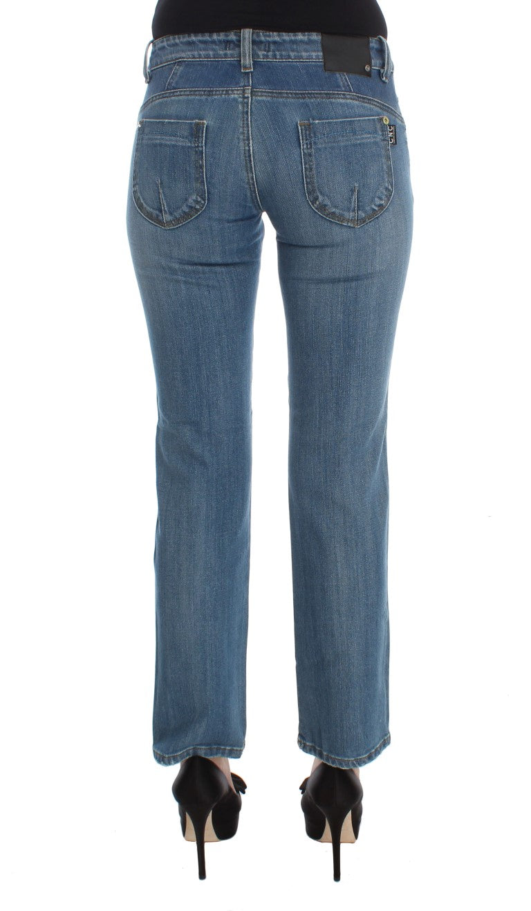 Costume National Blue Slim Fit Cropped Cotton Jeans