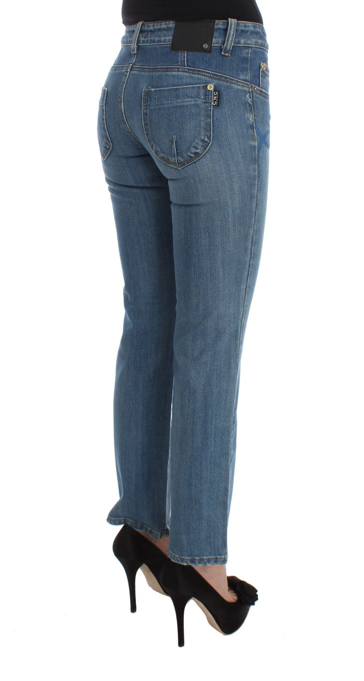 Costume National Blue Slim Fit Cropped Cotton Jeans