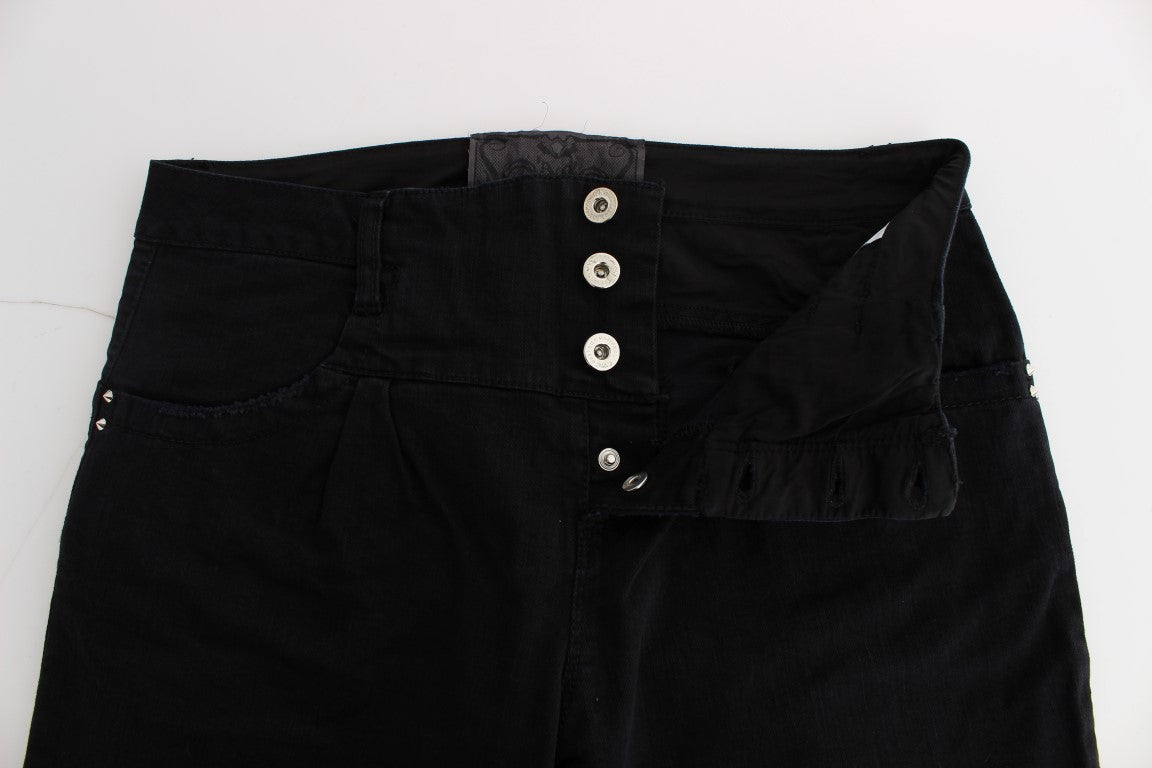Costume National Schwarze Slim Fit Cropped Jeans aus Baumwolle