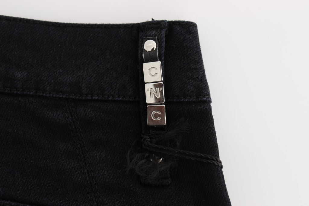 Costume National Schwarze Slim Fit Cropped Jeans aus Baumwolle