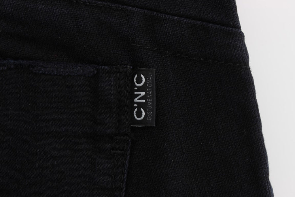 Costume National Schwarze Slim Fit Cropped Jeans aus Baumwolle