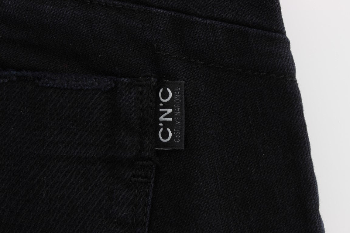 Costume National Schwarze Slim Fit Cropped Jeans aus Baumwolle