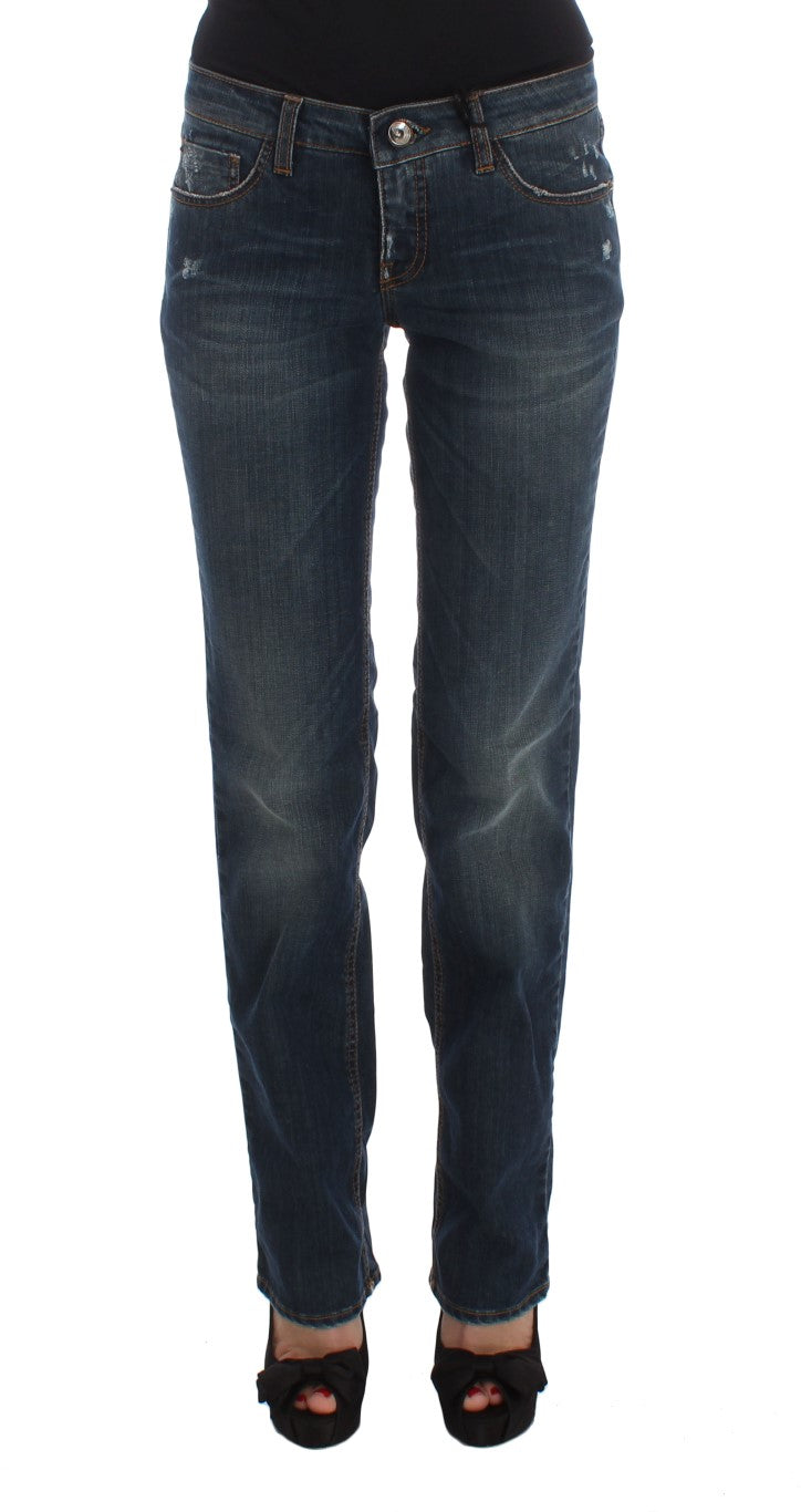 Costume National Blaue Bootcut-Jeans aus Baumwollmischung