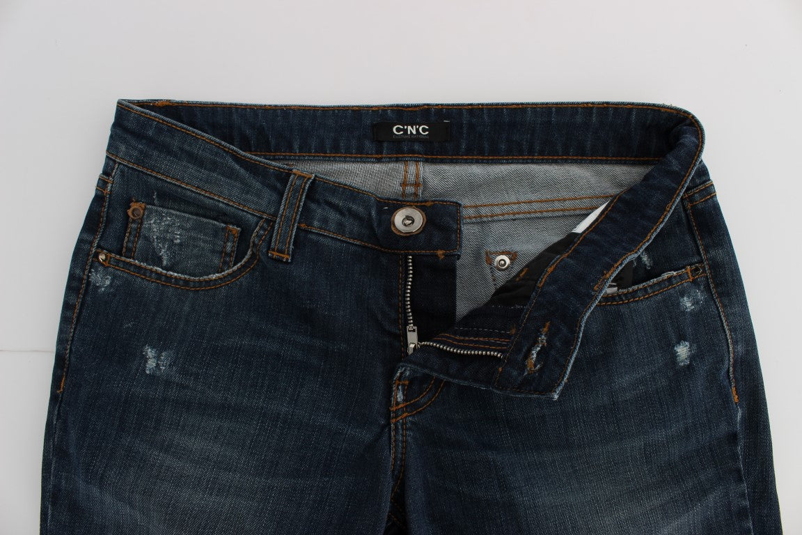 Costume National Blaue Bootcut-Jeans aus Baumwollmischung