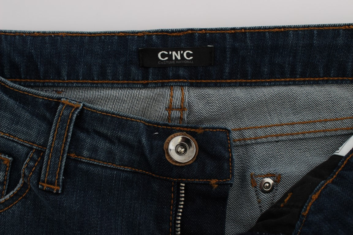 Costume National Blaue Bootcut-Jeans aus Baumwollmischung