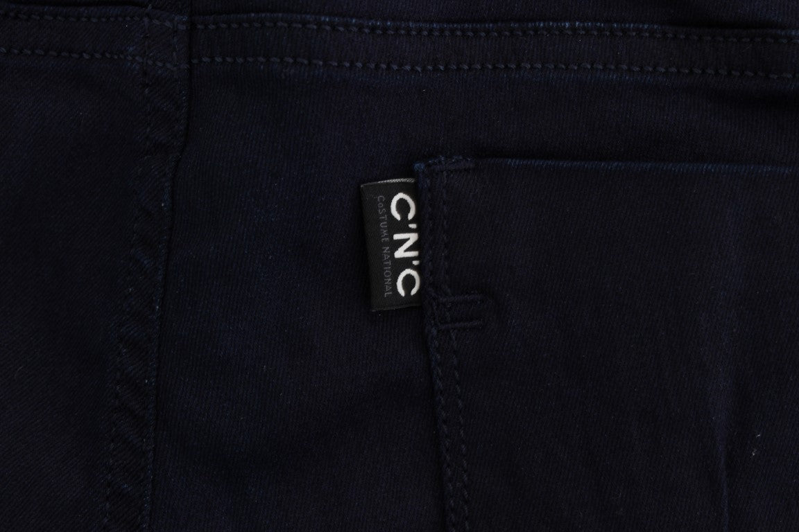 Costume National Blue Slim Fit Cotton Blend Jeans