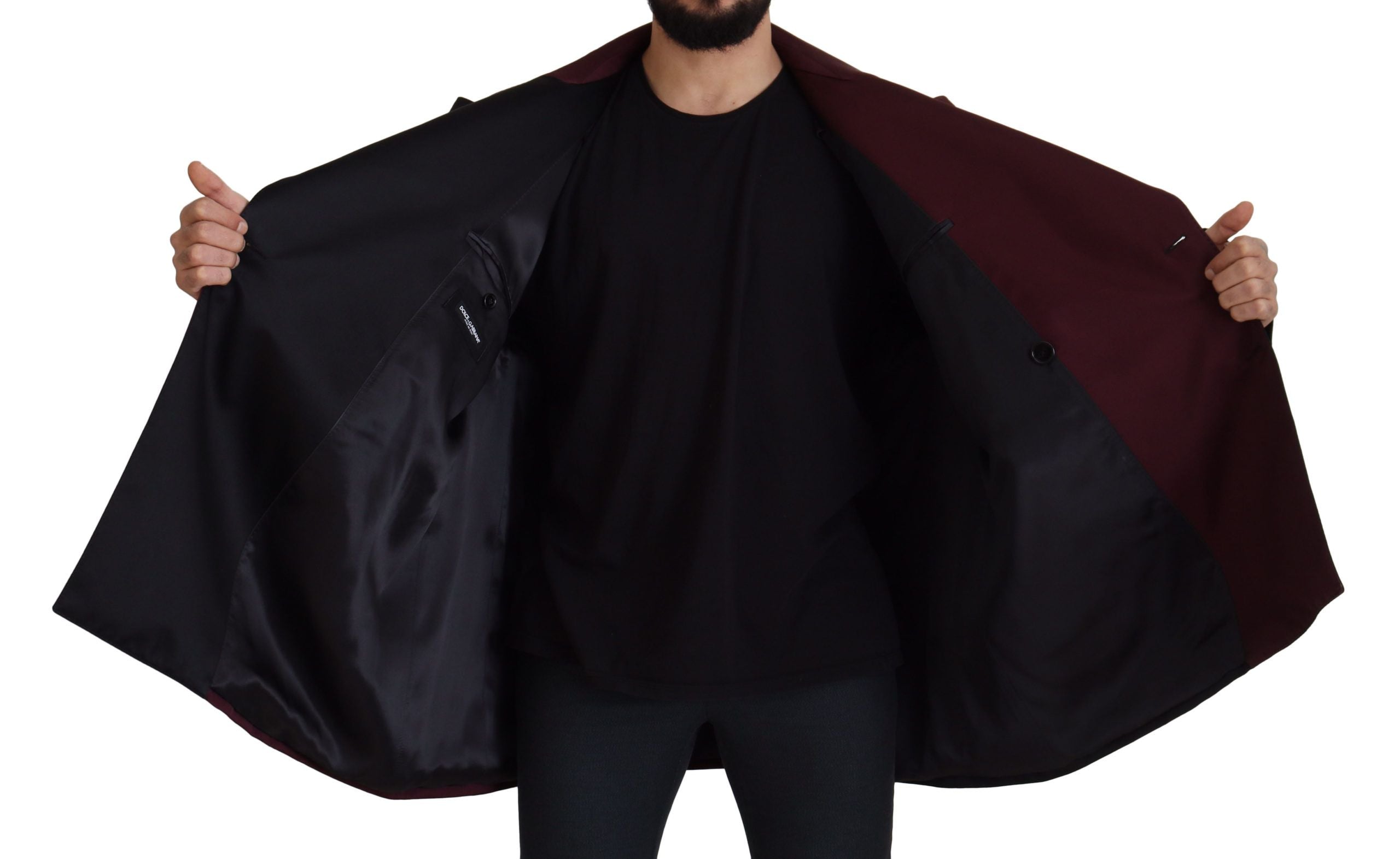 Dolce & Gabbana Zweireihige Jacke aus Polyester in Bordeaux