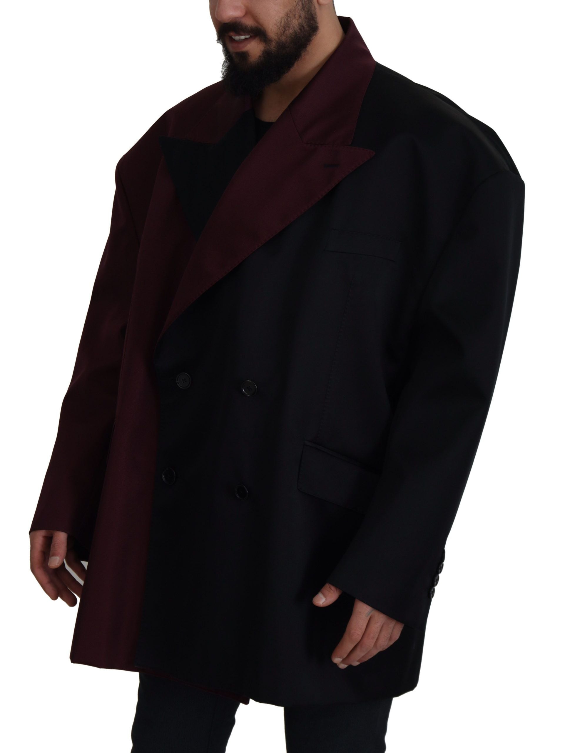 Dolce & Gabbana Zweireihige Jacke aus Polyester in Bordeaux