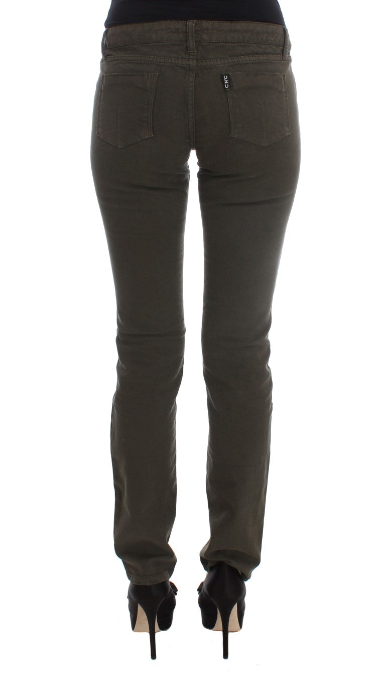 Costume National Green Slim Fit Cotton Blend Jeans