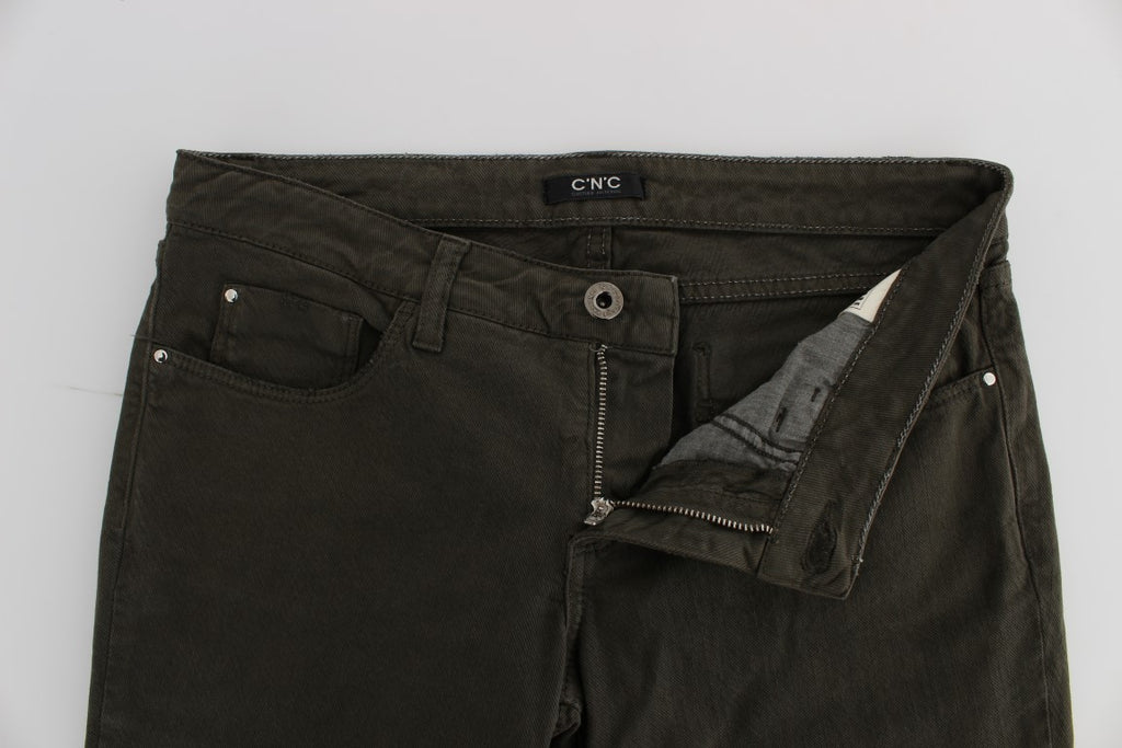 Costume National Green Slim Fit Cotton Blend Jeans