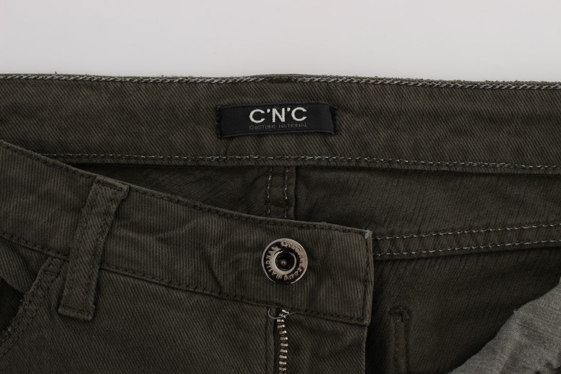 Costume National Green Slim Fit Cotton Blend Jeans