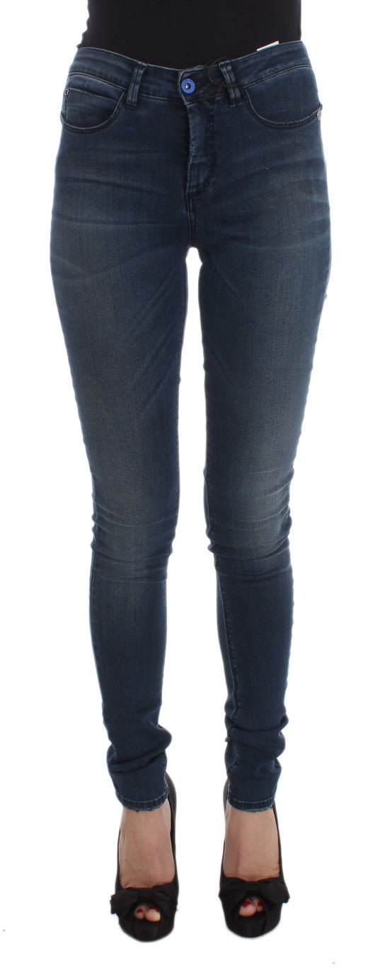 Costume National Blue Slim Fit Cotton Blend Jeans