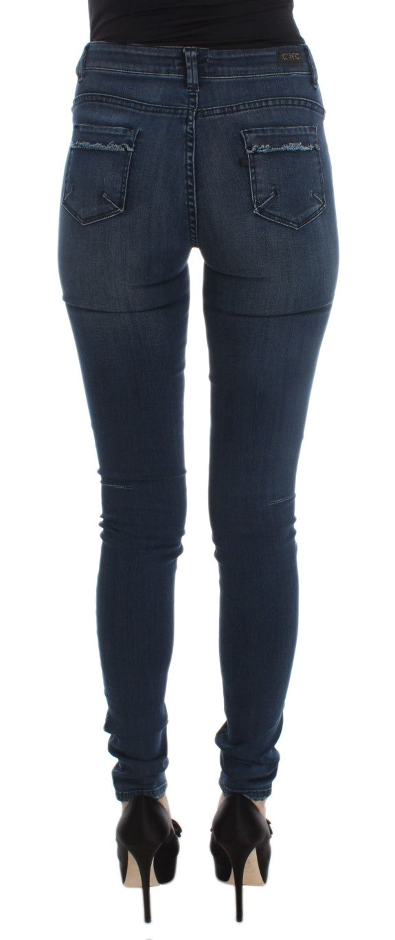 Costume National Blue Slim Fit Cotton Blend Jeans