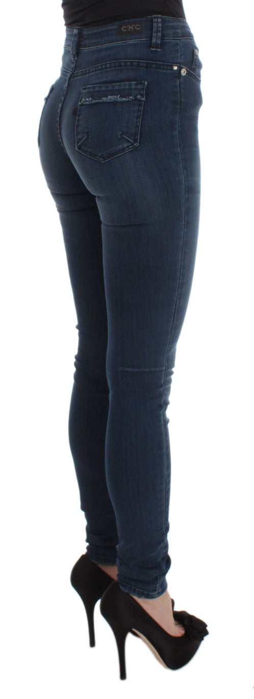 Costume National Blue Slim Fit Cotton Blend Jeans