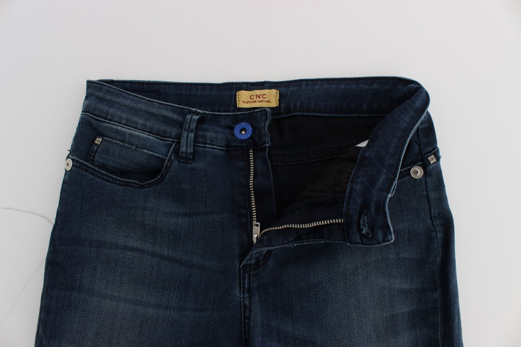 Costume National Blue Slim Fit Cotton Blend Jeans