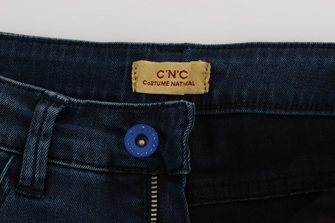 Costume National Blue Slim Fit Cotton Blend Jeans