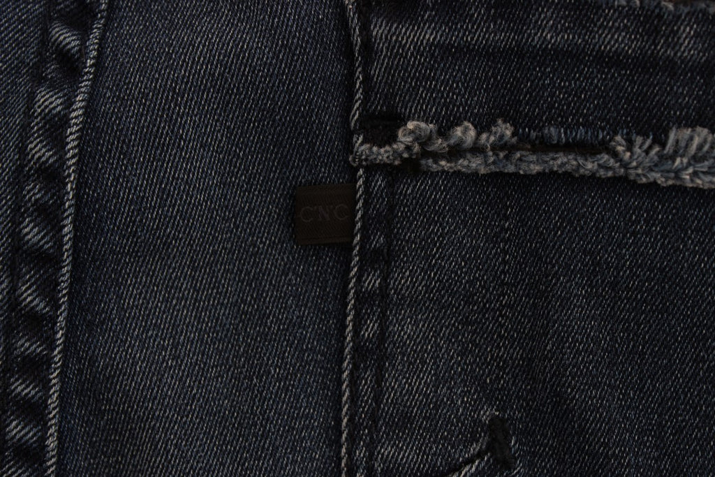 Costume National Blue Slim Fit Cotton Blend Jeans