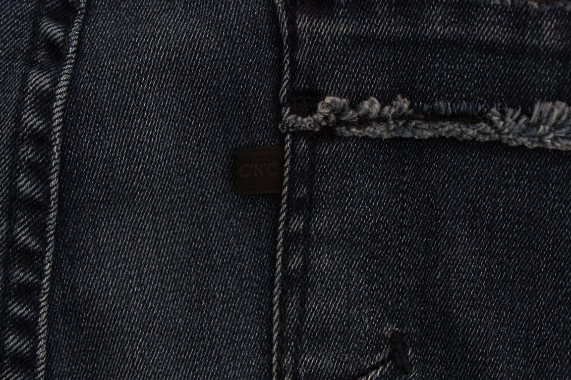 Costume National Blue Slim Fit Cotton Blend Jeans