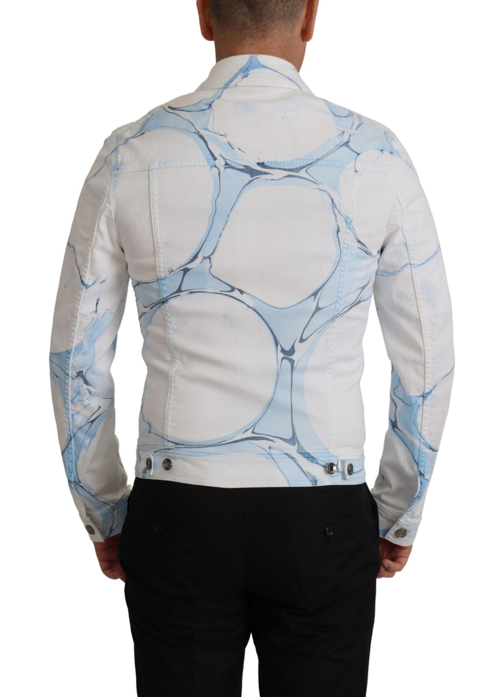Dolce & Gabbana White Cotton Denim Jacket with Logo Embroidery