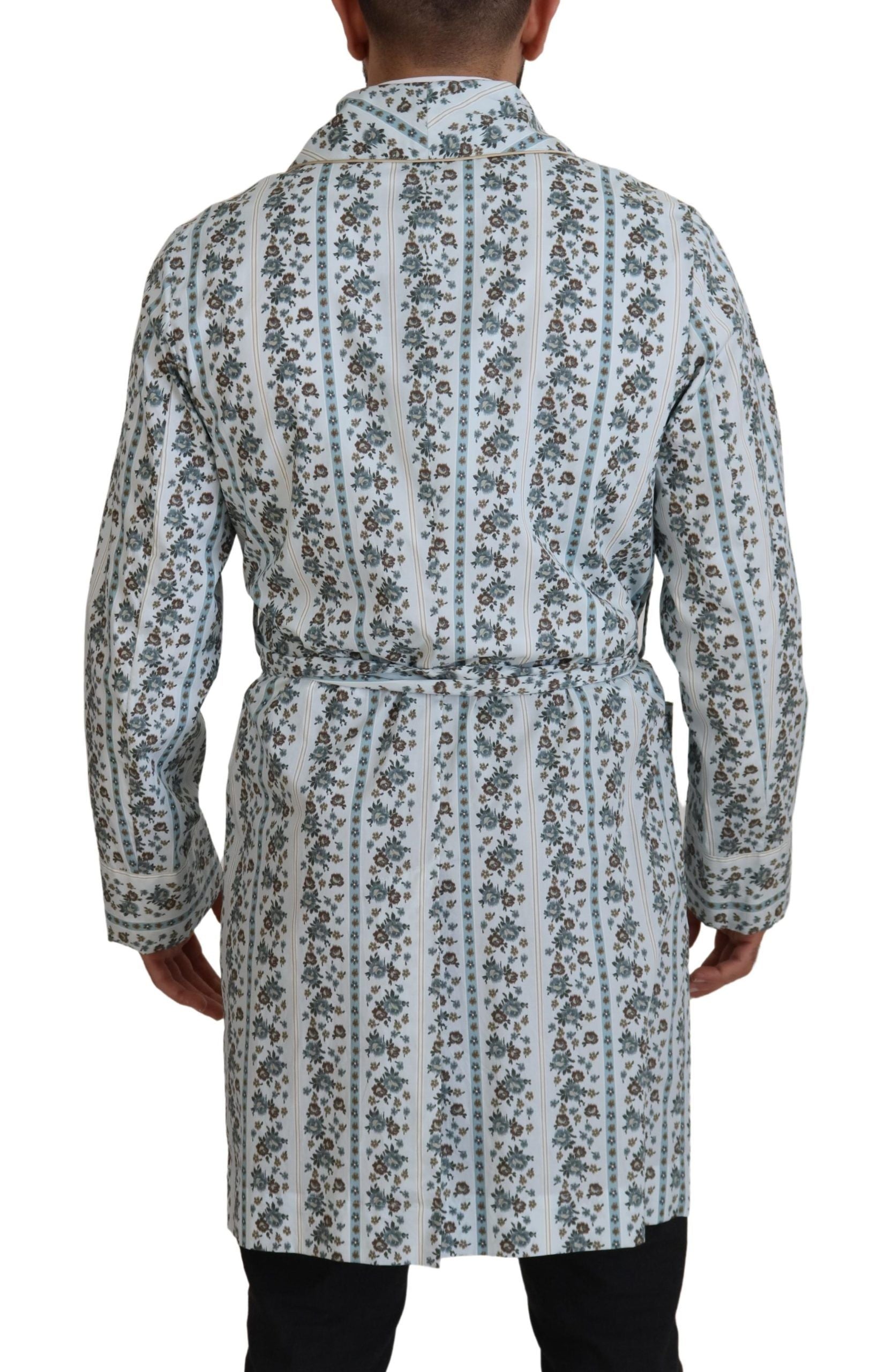 Dolce & Gabbana Blauer geblümter Bademantel aus Baumwolle Jacke