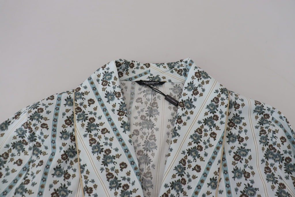 Dolce & Gabbana Blauer geblümter Bademantel aus Baumwolle Jacke