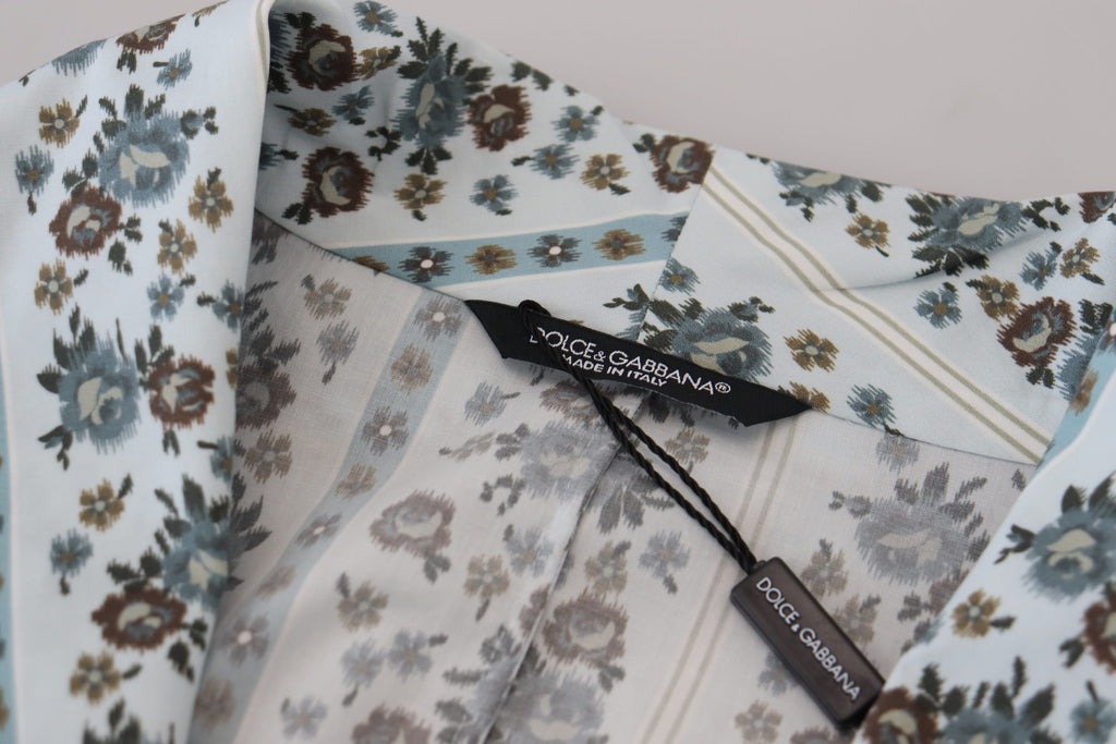 Dolce & Gabbana Blauer geblümter Bademantel aus Baumwolle Jacke