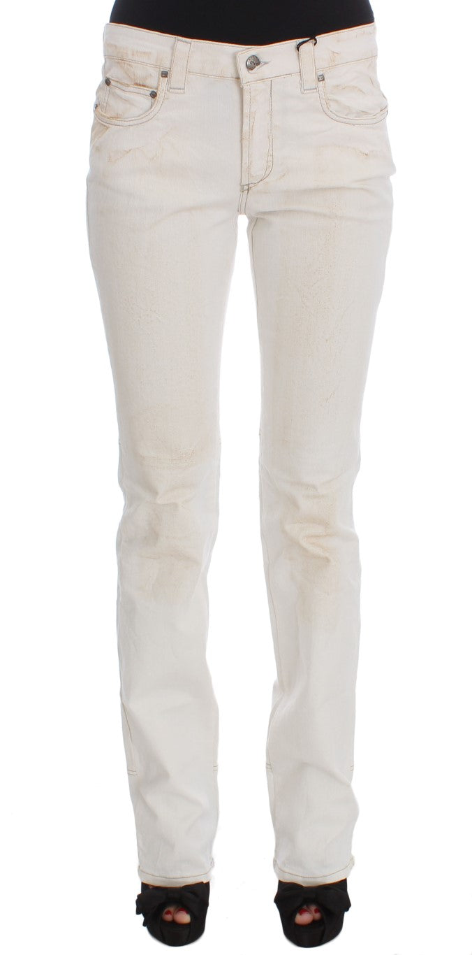 Costume National Weiße Slim Fit Bootcut Jeans aus Baumwolle