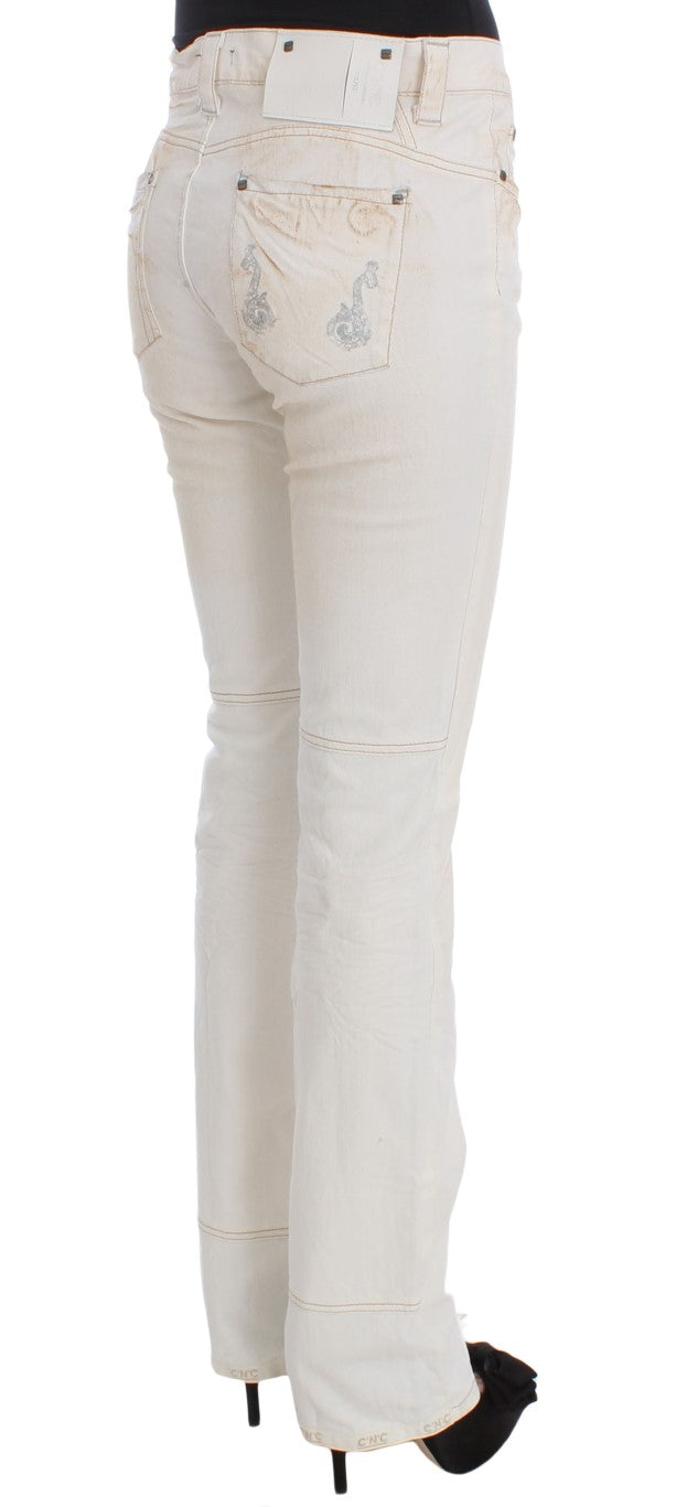Costume National Weiße Slim Fit Bootcut Jeans aus Baumwolle