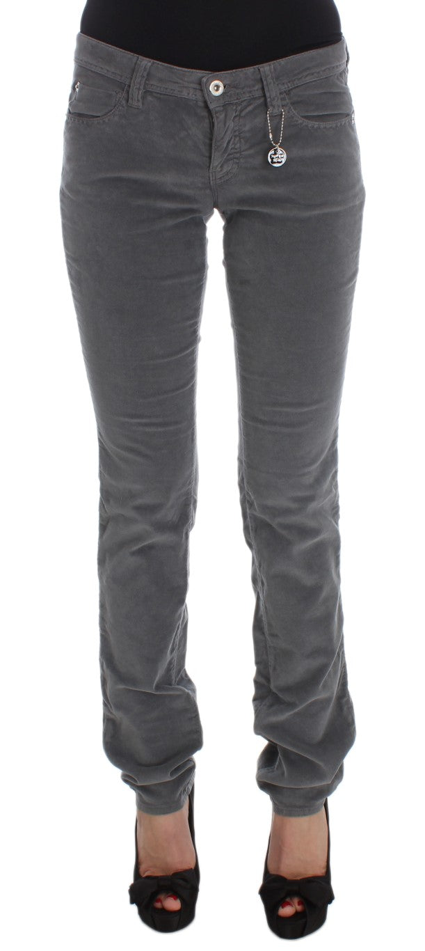 Costume National Grey Cotton Super Slim Corduroy Jeans