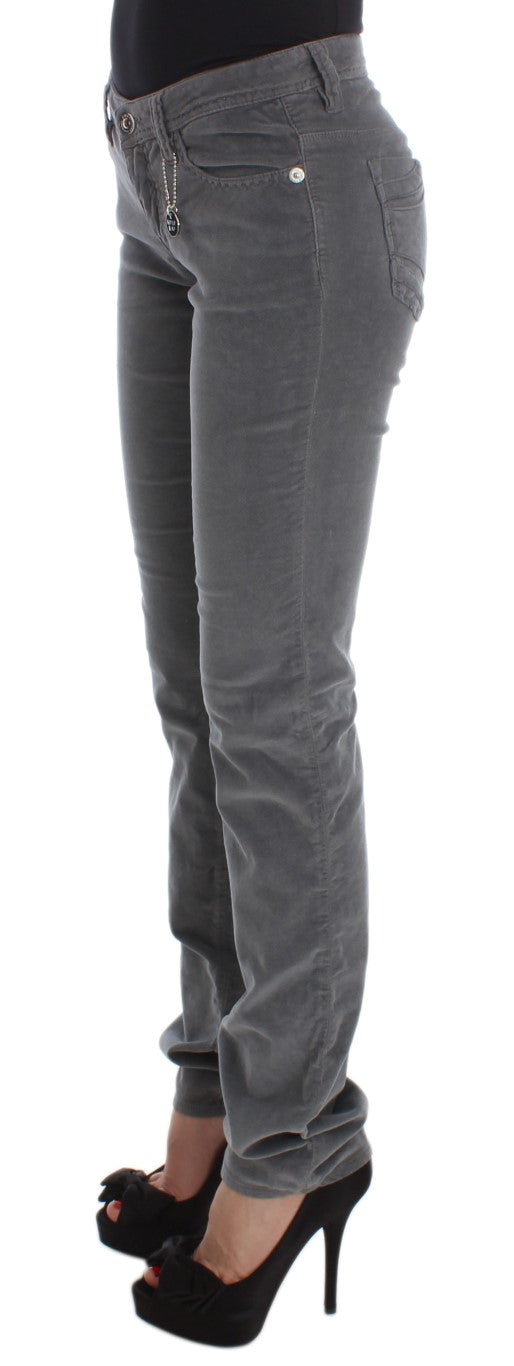 Costume National Grey Cotton Super Slim Corduroy Jeans