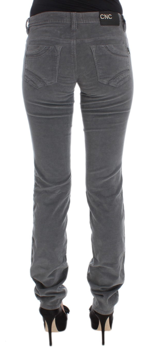Costume National Grey Cotton Super Slim Corduroy Jeans