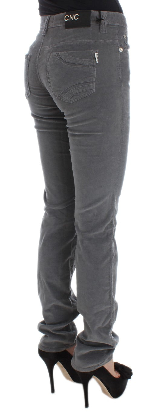 Costume National Grey Cotton Super Slim Corduroy Jeans