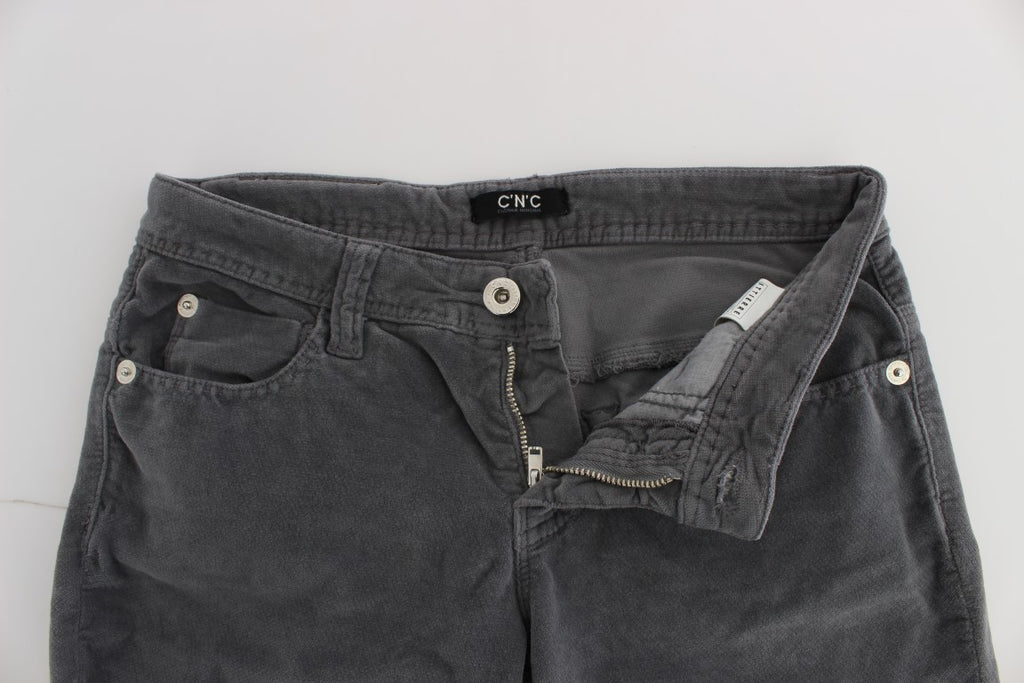 Costume National Grey Cotton Super Slim Corduroy Jeans