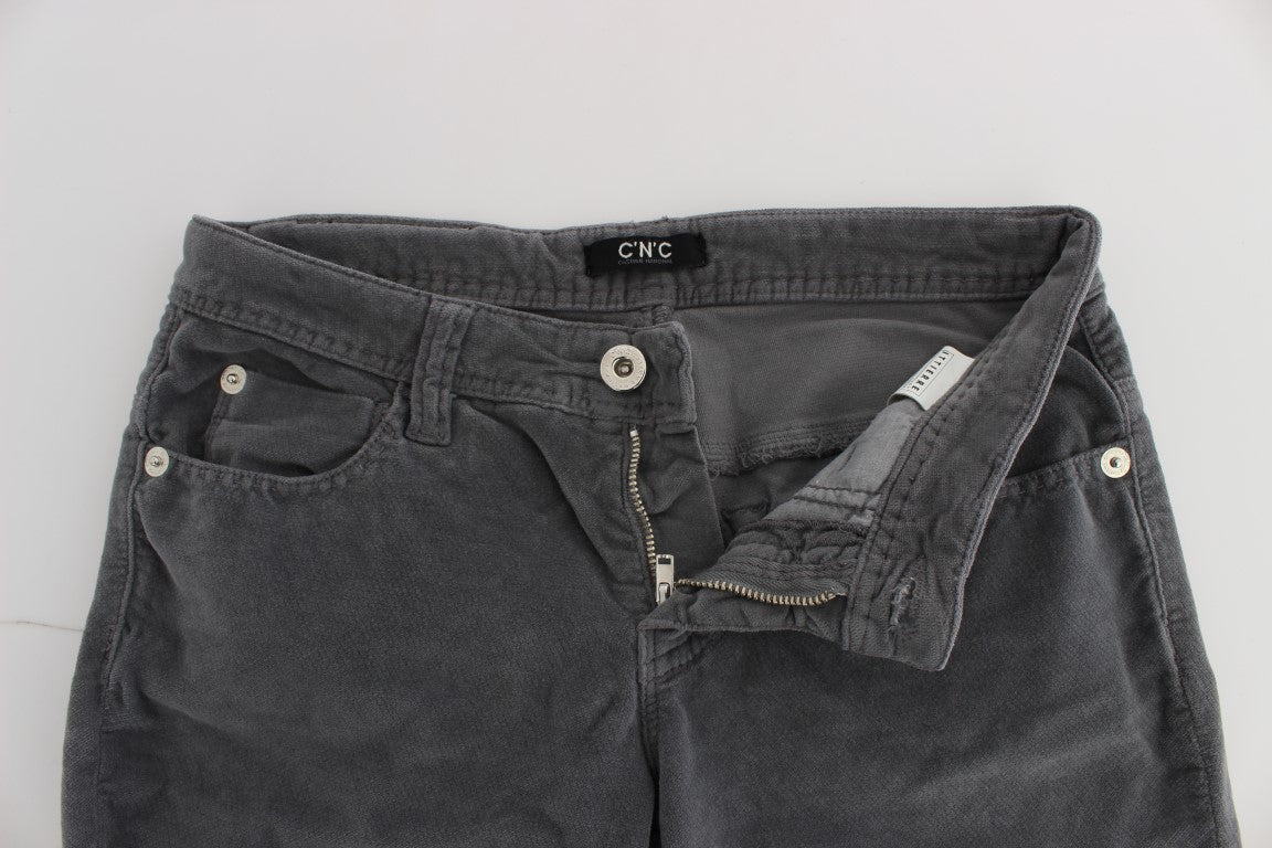 Costume National Grey Cotton Super Slim Corduroy Jeans