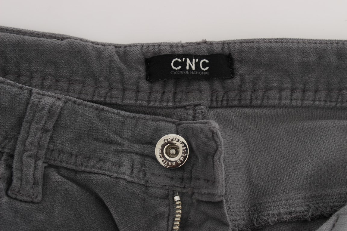 Costume National Grey Cotton Super Slim Corduroy Jeans