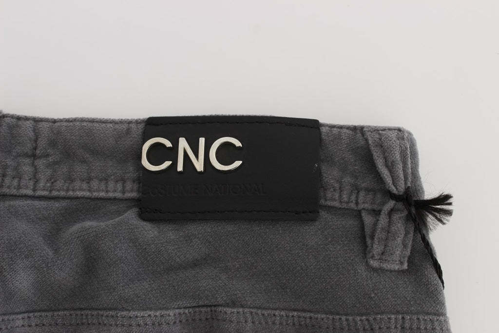 Costume National Grey Cotton Super Slim Corduroy Jeans