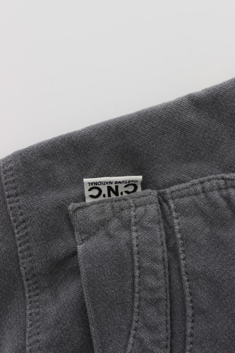 Costume National Grey Cotton Super Slim Corduroy Jeans